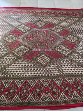 Sunshine Joy Indian Hand Block Print Cotton Tapestry Bedspread Red Green Boho